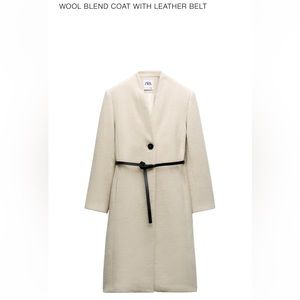 New Zara wool blend coat with black leather belt.